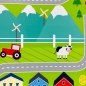 Preview: Spielerischer Kinderzimmerteppich mit Städtemuster in Grün