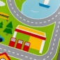 Preview: Spielerischer Kinderzimmerteppich mit Städtemuster in Grün