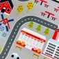 Preview: Rutschfester Kinderzimmerteppich mit Städtemuster in Grau