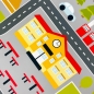 Preview: Rutschfester Kinderzimmerteppich mit Städtemuster in Grau