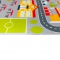 Preview: Rutschfester Kinderzimmerteppich mit Städtemuster in Grau