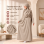 Preview: Langes Gebetsgewand Beige mit passender Kopfbedeckung und Beutel