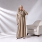 Preview: Langes Gebetsgewand Beige mit passender Kopfbedeckung und Beutel