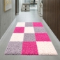 Preview: Weicher Shaggy Teppich Mehrfarbig Rosa Grau Creme – moderner Hochflor Teppich