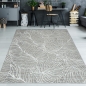 Preview: Recycle Teppich angenehm weich Blätterdesign in creme grau