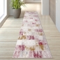 Preview: Designer Teppich Karo Design Bunt Rosa Creme Türkis