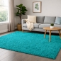 Preview: Weicher Shaggy Teppich in Türkis – pflegeleichter Hochflor für frische Wohnräume