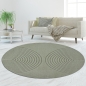 Preview: Teppich Grün mit 3D-Kreismuster pflegeleicht und robust
