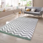 Preview: Teppich Skandinavisches Design in Grün Creme Grau