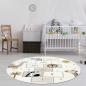 Preview: Kinderteppich mit Tieren & Hüpfspiel Weich, Pflegeleicht & Strapazierfähig in creme