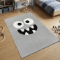 Preview: Runder Spielteppich Grau mit Monster Gesicht