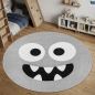 Preview: Runder Spielteppich Grau mit Monster Gesicht