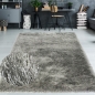 Preview: Shaggy Teppich Hochflor mit Glitzer in Grau