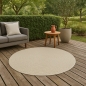 Preview: Outdoor-Teppich Terassenteppich mit Kreismuster langlebig und leicht -- beige-braun