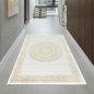 Preview: Glänzender Designerteppich mit Orientalischem Muster in weiß-gold