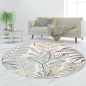 Preview: Moderner Wohnteppich mit exotischem Blattdesign in Creme Gold