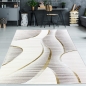 Preview: Wohnteppich in Creme mit geschwungenem Hoch-Tief-Muster