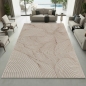 Preview: Teppich Creme modern pflegeleicht weich mit Wellenstruktur