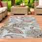 Preview: Outdoor Teppich mit Blumen Muster in creme mehrfarbig