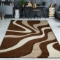 Preview: Designer Teppich mit Konturenschnitt Wellenmuster Braun Weiss