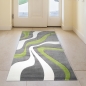 Preview: Designer Teppich mit Konturenschnitt Wellenmuster Grün Grau Weiss