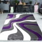Preview: Designer Teppich mit Konturenschnitt Wellenmuster Lila Grau Weiss