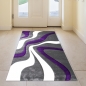 Preview: Designer Teppich mit Konturenschnitt Wellenmuster Lila Grau Weiss