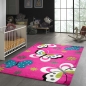 Preview: Kinderteppich Schmetterling Design Pink Türkis Grau Grün Creme