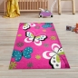 Preview: Kinderteppich Schmetterling Design Pink Türkis Grau Grün Creme