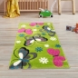 Preview: Kinderteppich Schmetterling Design Grün Pink Grau Türkis Weiss