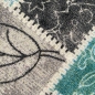 Preview: Teppich Karo Muster Türkis Grau Creme