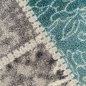 Preview: Teppich Karo Muster Türkis Grau Creme