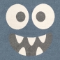 Preview: Runder Spielteppich Blau mit Monster Gesicht