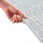 Preview: Robuster Teppich Creme mit modernem Linienmuster und Fransen