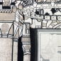 Preview: Gebetsteppich mit Moschee-Architektur Motiv in Schwarz und Beige