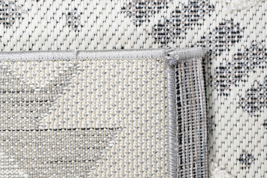 Preview: In- & Outdoor Teppich Sisal Optik Rautenmuster mit flauschigem Hoch Tief Effekt in grau