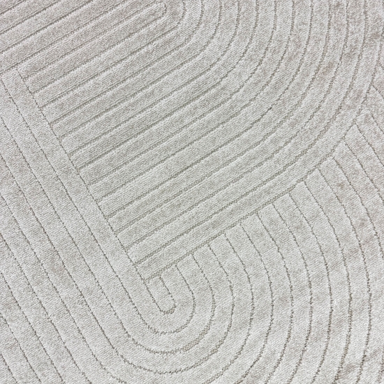 Preview: Moderner Outdoor Teppich wetterfest Terrasse Balkon Boho-Style Beige