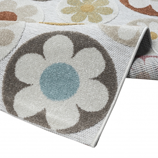 Preview: Moderner Teppich mit Blumen Muster für Innen- und Außenbereiche in sanftem Creme und bunten Blumen Preview: Moderner Teppich mit Blumen Muster für Innen- und Außenbereiche in sanftem Creme und bunten Blumen