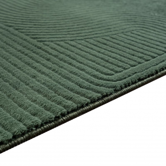 Flacher Wohnzimmerteppich Bogenmuster unifarben in grün