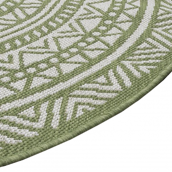 Preview: Runder Teppich mit modernem Ethno-Design in Grün und Weiß – Stilvoll und vielseitig für jeden Raum Preview: Runder Teppich mit modernem Ethno-Design in Grün und Weiß – Stilvoll und vielseitig für jeden Raum