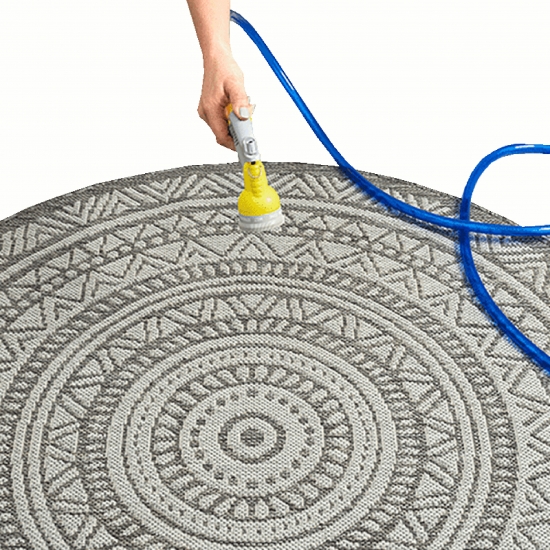 Preview: Runder Teppich mit Ethno-Muster in Grau und Weiß – Schlichtes und modernes Design für vielseitige Wohnräume Preview: Runder Teppich mit Ethno-Muster in Grau und Weiß – Schlichtes und modernes Design für vielseitige Wohnräume