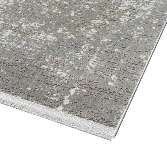 Preview: Moderner Teppich fürs Wohnzimmer mit stilvollem abstraktem Muster in dezenten Beige- und Cremetönen