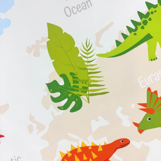 Kinderzimmerteppich Antirutsch mit Dinomuster in Beige