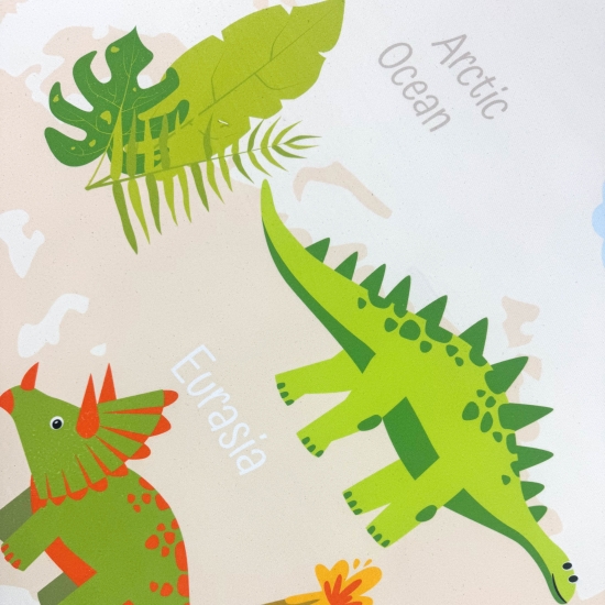 Kinderzimmerteppich Antirutsch mit Dinomuster in Beige
