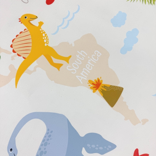 Kinderzimmerteppich Antirutsch mit Dinomuster in Beige