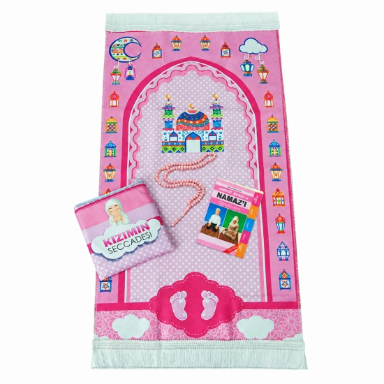 Kinder Gebetsset Rosa mit beigem Gebetskleid und Lernbuch
