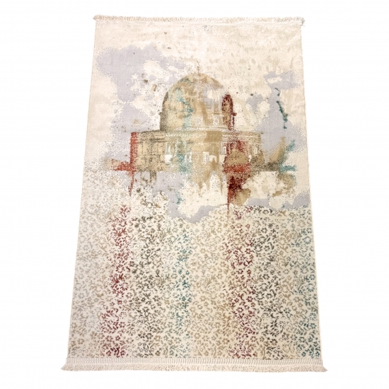 Gebetsteppich mit Moschee-Motiv in heller Farbgebung