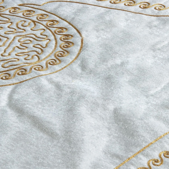 Preview: Gebetsteppich Schwarz Creme robust pflegeleicht weich Alltag