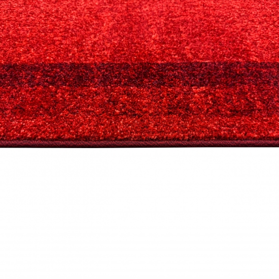 Preview: Wohnzimmer Teppich Designer kurzflor Modern vintage seitlich gekettelt in rot