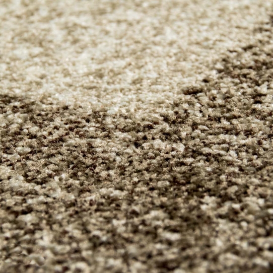 Preview: Wohnzimmerteppich Designer vintage kurzflor Modern seitlich gekettelt in beige braun